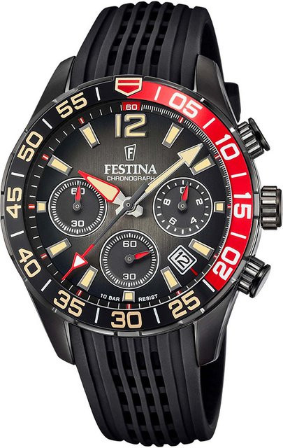 Festina Chronograph, Quarz, Edelstahl, Schwarz, 44 mm, Herren - Bild 1