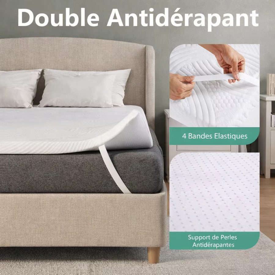 Waschbarer Matratzentopper aus Bambusfaser mit Spanngurten, Höhe: 7 cm, B/T: 180 x 200 cm - Bild 2