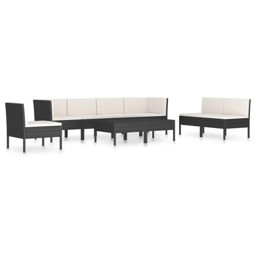 vidaXL 9-tlg. Garten-Lounge-Set aus Poly Rattan in Schwarz mit Auflagen und Couchtisch - Bild 2