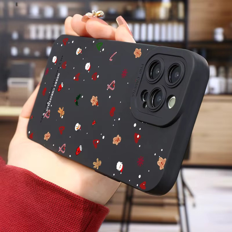 Matte High-End Handyhülle aus TPU mit Weihnachtsmotiv in Schwarz für iPhone 11 bis iPhone 17 Pro Max Modelle - Bild 4