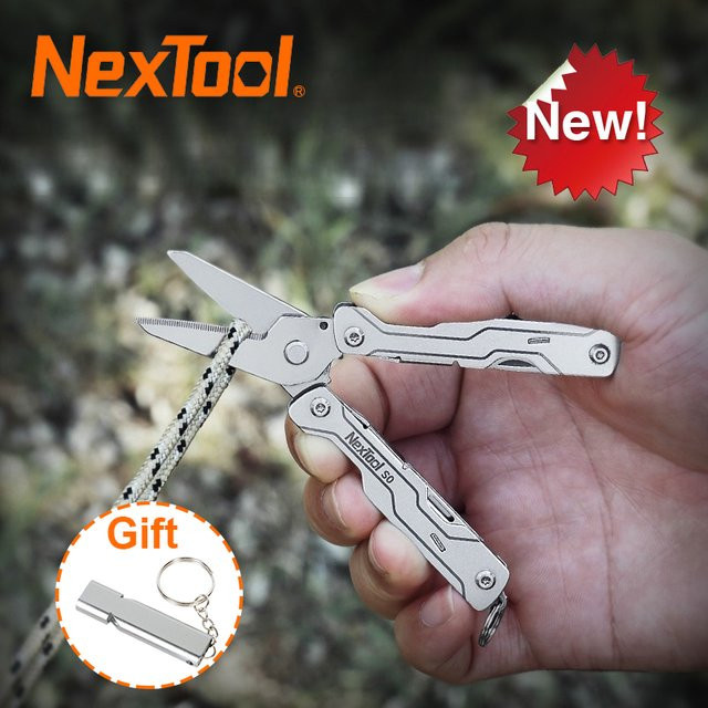 NexTool 8-in-1 Mini-Seatenschere S0 Micro-Schlüsselanhänger Multitool in Silber als tragbares EDC-Werkzeug im Taschenformat - Bild 1