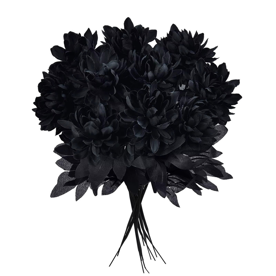 Uflower Künstliche Dahlie in Burgund und Schwarz für Halloween oder Hochzeiten, Dekorative Kunstblume für Tisch und Wandgestaltung - Bild 1