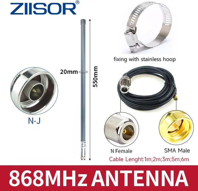 ZIISOR LoRa Meshcore Antenne 868 MHz für EU Meshtastic und LoRaWAN mit SMA-Stecker und 3D-FB-Kabel - Bild 1