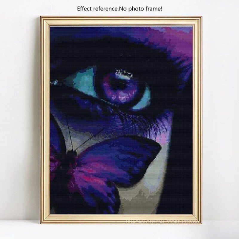 FIYO Diamond Painting Set Schmetterling und Frau mit Auge, Mosaik Stickerei in Mehrfarbig, B/H: 30 x 20 cm - Bild 1