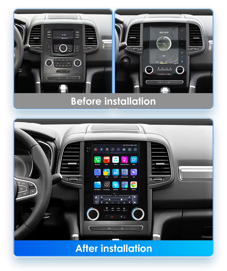 OSSURET Intelligentes Multimedia-System für Renault Megane 4, Koleos, Samsung SM6 und Talisman (2017 - 2019) mit Android 14, 9,7 Zoll Display, Carplay, WIFI und 4G in Schwarz - Bild 2