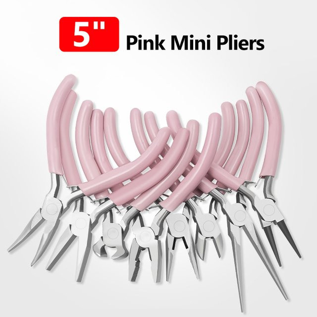 DTBD Rundnasenzange aus Edelstahl in Rosa für DIY-Schmuckherstellung und Handwerk - Bild 1