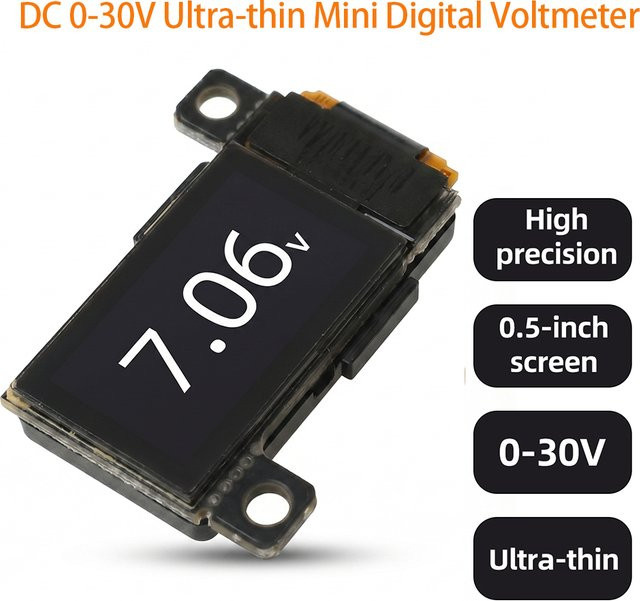 Gaqqee Mini-Digital-Spannungsprüfer Ultraschlankes Voltmeter mit 0,5-Zoll-OLED-Panel DC 0–30 V in Schwarz - Bild 1