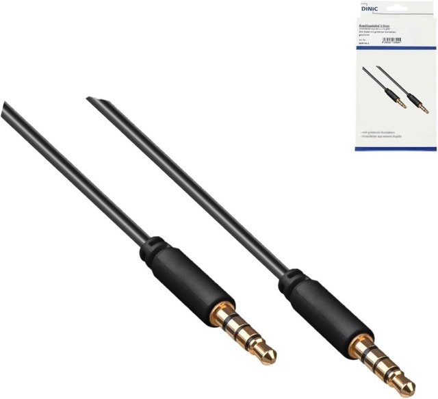 DINIC Audiokabel 3,5 mm Klinke auf Klinke Stereo, Schwarz, Länge: 1,5 m - Bild 1