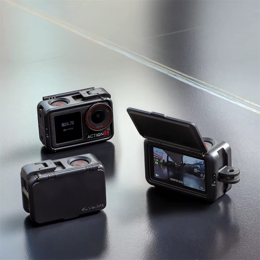 Schutzgehäuse mit einstellbarer Sonnenhaube für DJI OSMO Action 5 Pro, 4 und 3 in Schwarz - Bild 2