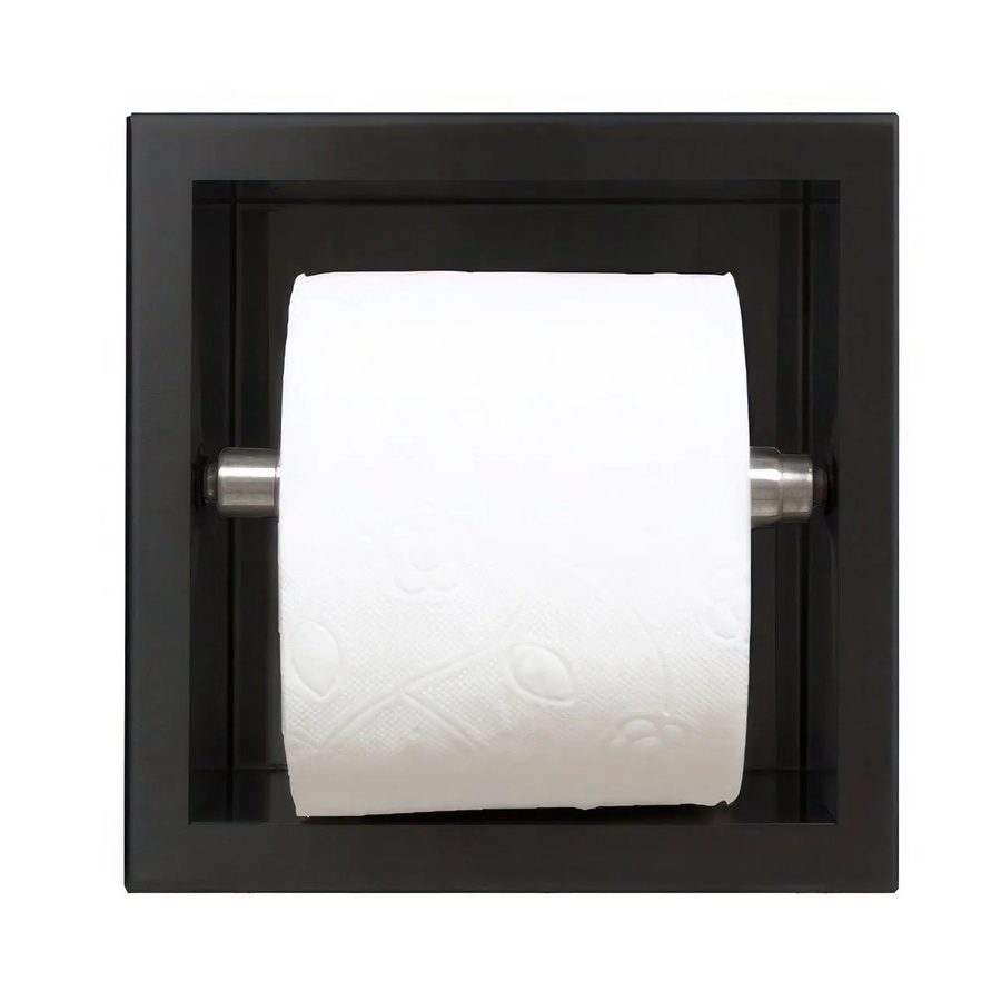 KOLMAN WC-Rollenhalter Unterputz aus Edelstahl in Schwarz Matt, B/T/H: 17,3 x 17,3 x 8,7 cm - Bild 2