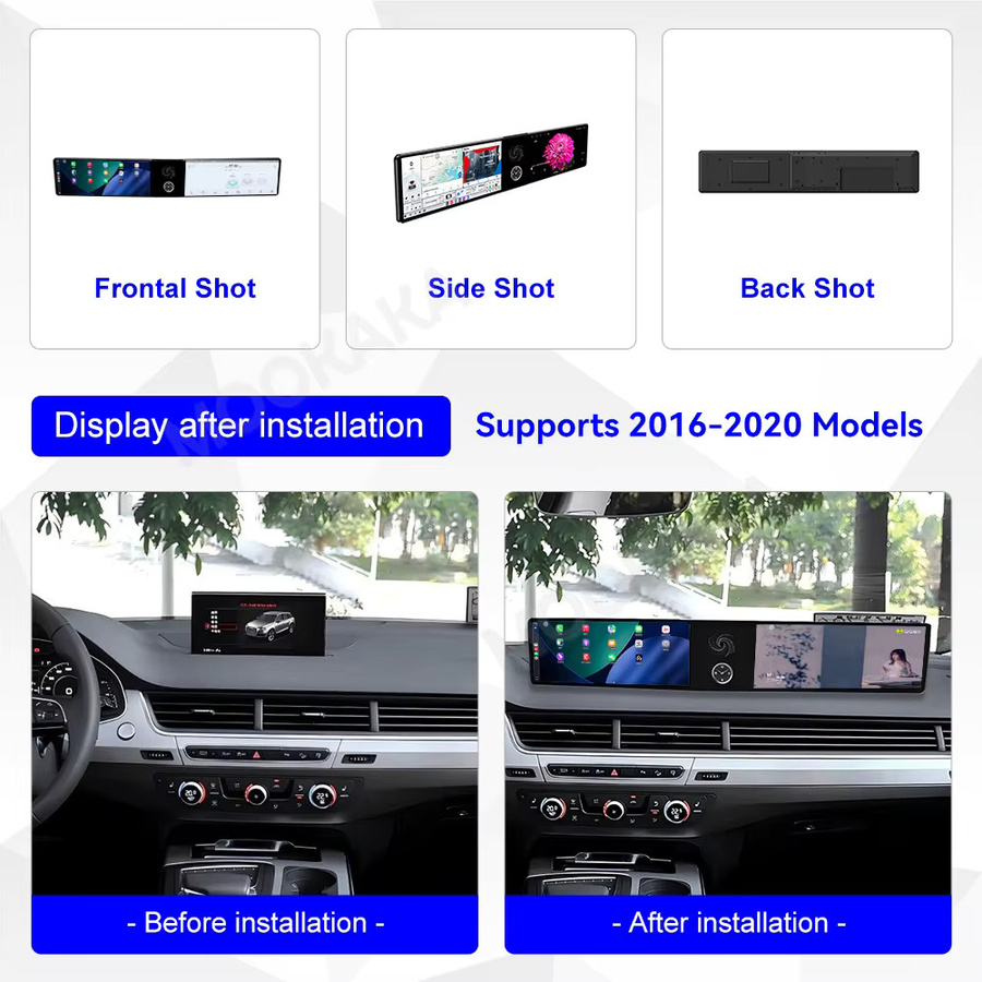 Aotsr Dual-Screen Android Autoradio mit CarPlay und GPS-Navigation für Audi Q7 2016-2020 in Schwarz - Bild 3