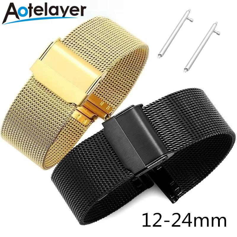 Aotelayer Uhrenarmband Edelstahl, Milanaise, Roségold, Unisex - Bild 3