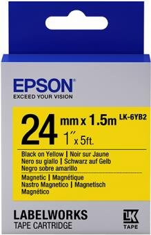 Epson Magnetic Labelband LK-6YB2 Schwarz Gelb 24mm x 1,5m - Bild 1