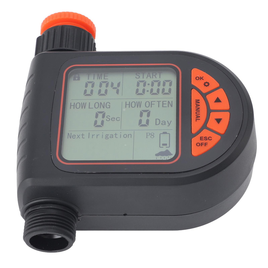 Programmierbarer automatischer Bewässerungstimer mit LCD-Anzeige und Regenfunktion, G3/4 zu G1/2 Innengewinde, wasserdicht und digital - Bild 4