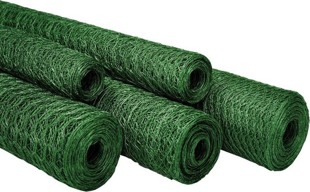 Karat Drahtzaun Sechseckgeflecht mit grüner PVC-Ummantelung, Maschenweite: 13 mm, Höhe: 75 cm, Länge: 10 m - Bild 1