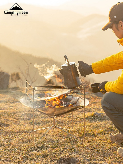 CAMPINGMOON Camping-Holzofen SOLO-A3 Feuertisch aus Edelstahl, tragbarer Outdoor-BBQ-Grill, B/T/H: 56,0 x 43,0 x 54,8 cm - Bild 1
