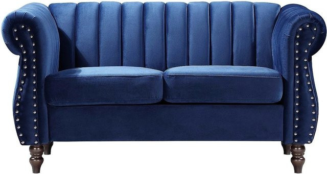 Vente-unique Chesterfield Sofa Trumbo aus Samt in Königsblau mit Breite: 150 cm - Bild 1