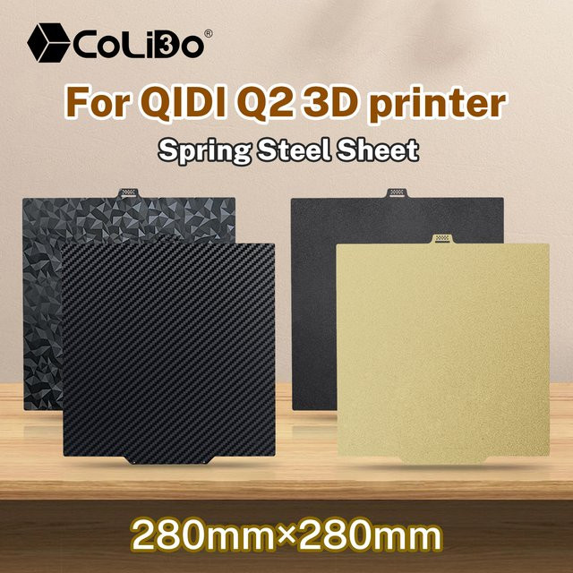 QIDI PEI-Platte für QIDI Q2 3D-Drucker, doppelseitig bedruckbare PEO PET Carbonfaser-Heizplatte aus Federstahl - Bild 1