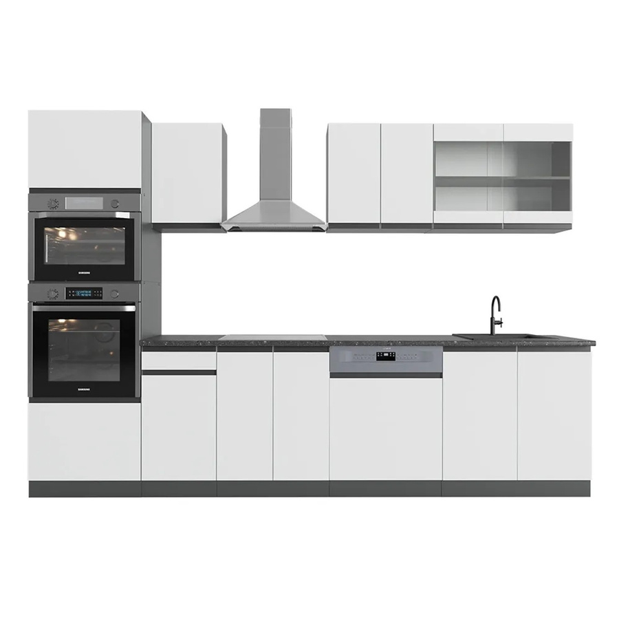 Vicco Küchenzeile R-Line J-Shape in Anthrazit und Weiß, moderne Einbauküche aus Spanplatte, Breite: 300 cm - Bild 3