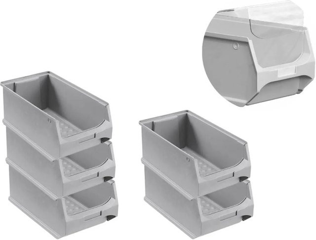 PROREGAL SparSet 5x Sichtlagerbox 4.0 mit Abdeckung, Grau, H x B x T: 15 x 20 x 35 cm, 7,2 Liter - Bild 1