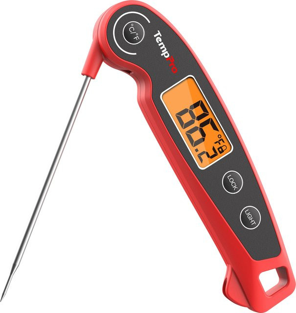 ThermoPro F05 Digitales Fleischthermometer mit Haltefunktion und Magnet, IP6 wasserdichtes Lebensmittelthermometer in Rot - Bild 1