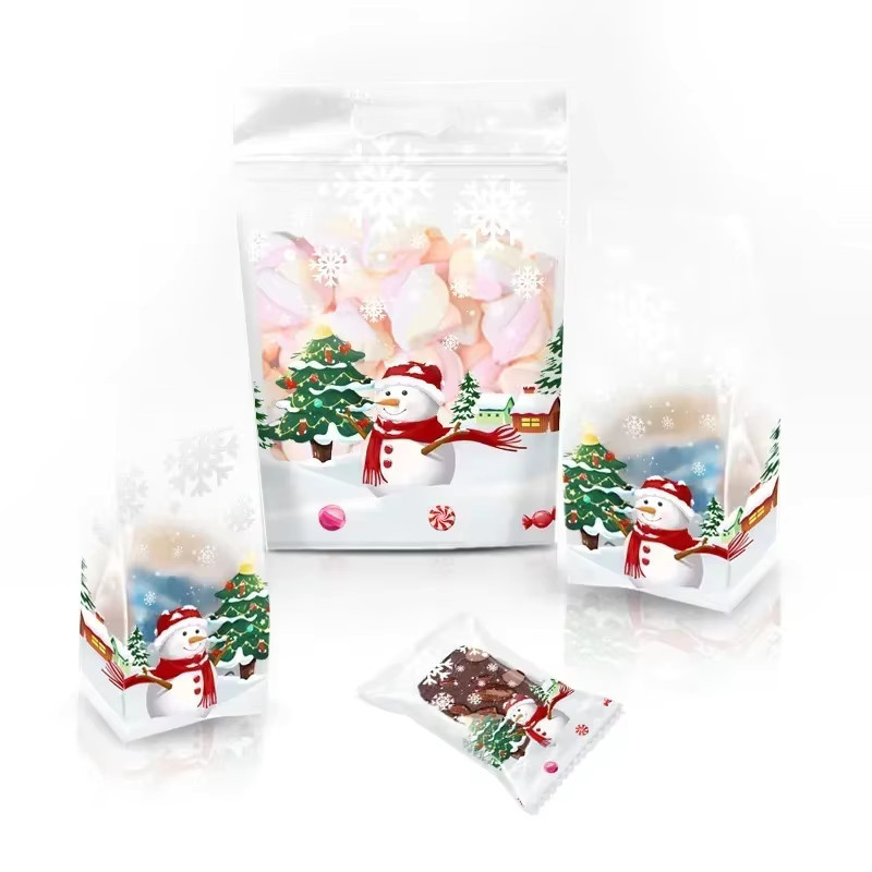 50 Stück Schneemann Süßigkeiten Beutel Transparent für Weihnachts- und Winterparty Dekoration sowie zum Backen von Cookies - Bild 3
