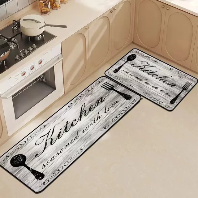 VIKAMA Küchenbodenmatte aus Kristall-Samt, rechteckiger Teppich in modernem Design, rutschfest, schmutzabweisend und waschbar - Bild 1