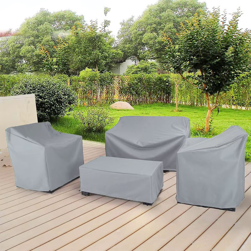 Wasserdichte Gartenmöbel-Schutzhülle von MY·BAKERMAN aus Oxford-Stoff in Silber/Grau für Rattan-Tisch, Stühle und Sofas - Bild 2