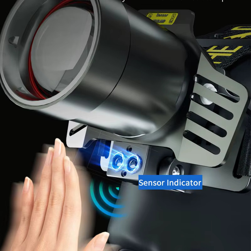 ESMARTER Wiederaufladbare High Power Sensor Scheinwerfer Kopf-Taschenlampe mit Bewegungssensor in Schwarz - Bild 2