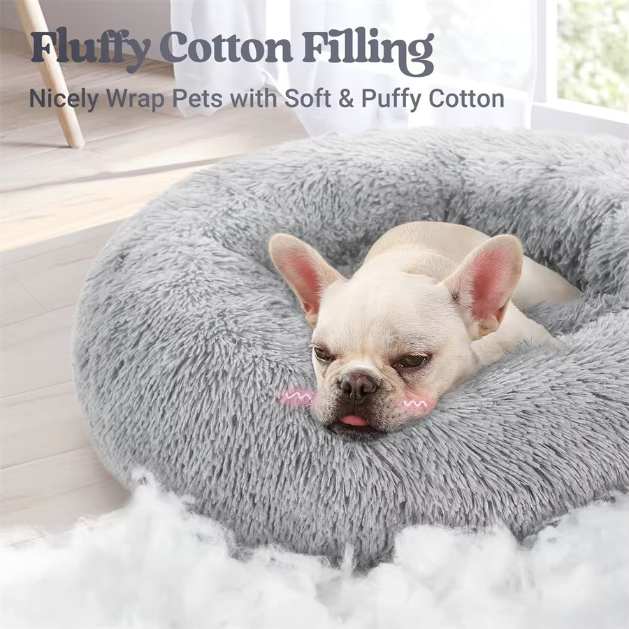 COOYOMOO Donut-Tierbett aus weichem Plüsch für Katzen und kleine bis mittelgroße Hunde, Farbe: Grün, Durchmesser: 40 cm - Bild 2