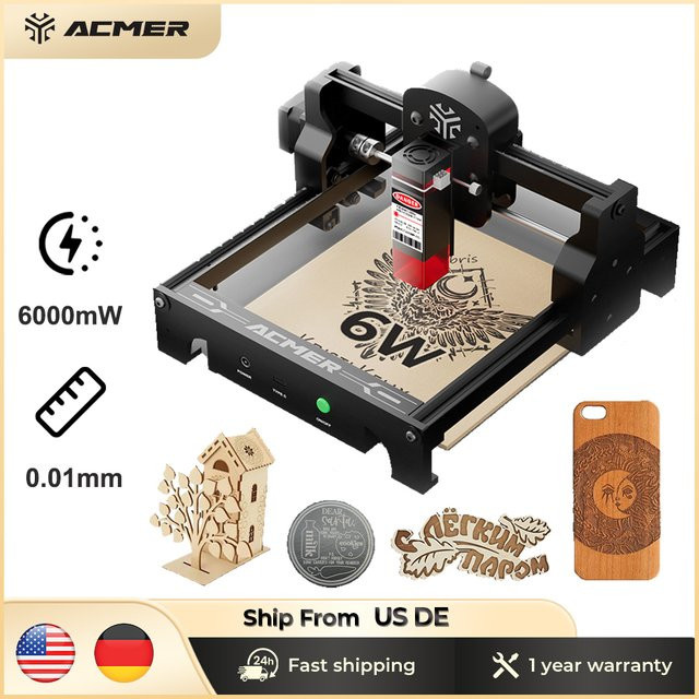 ACMER S1 6W Mini tragbarer Lasergravierer Hochpräzise CNC-Graviermaschine für DIY Holz Glas Acryl für Anfänger - Bild 1