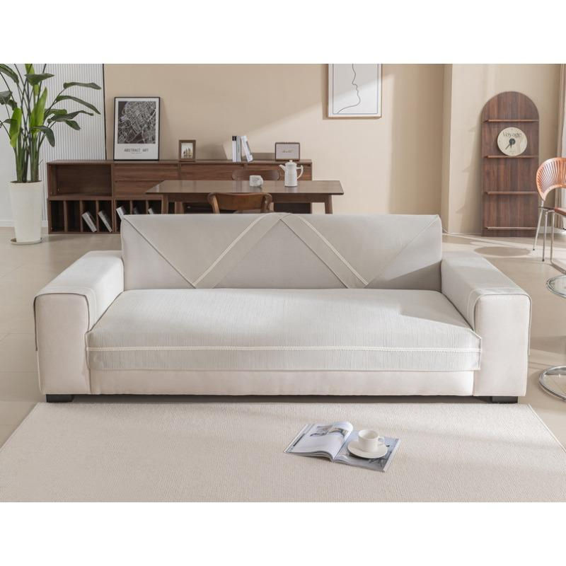 Modernes Sofakissen aus Chenille in Creme, rutschfest und quadratisch, B/T/H: 70 x 70 x 70 cm - Bild 2