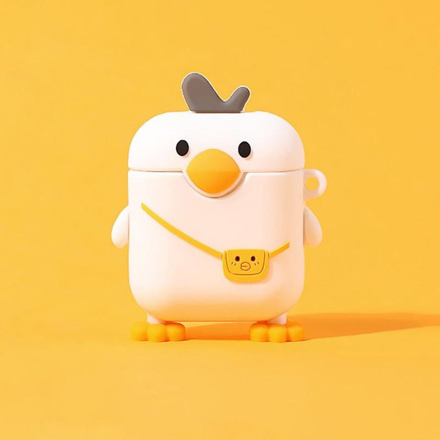 Silikon Schutzhülle für Apple AirPods Pro 1 2 3 und AirPods 4 mit schwarzem Enten-Design - Bild 1