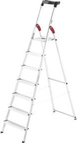Hailo Stehleiter L60 StandardLine aus Aluminium in Silber mit 7 Stufen, Multifunktionsschale und Gelenkschutz, bis 150 kg belastbar - Bild 1