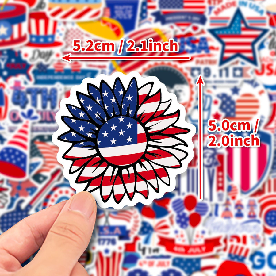 100 dekorative Aufkleber zum amerikanischen Unabhängigkeitstag mit US-Präsident und Nationalflagge in Multicolour - Bild 5