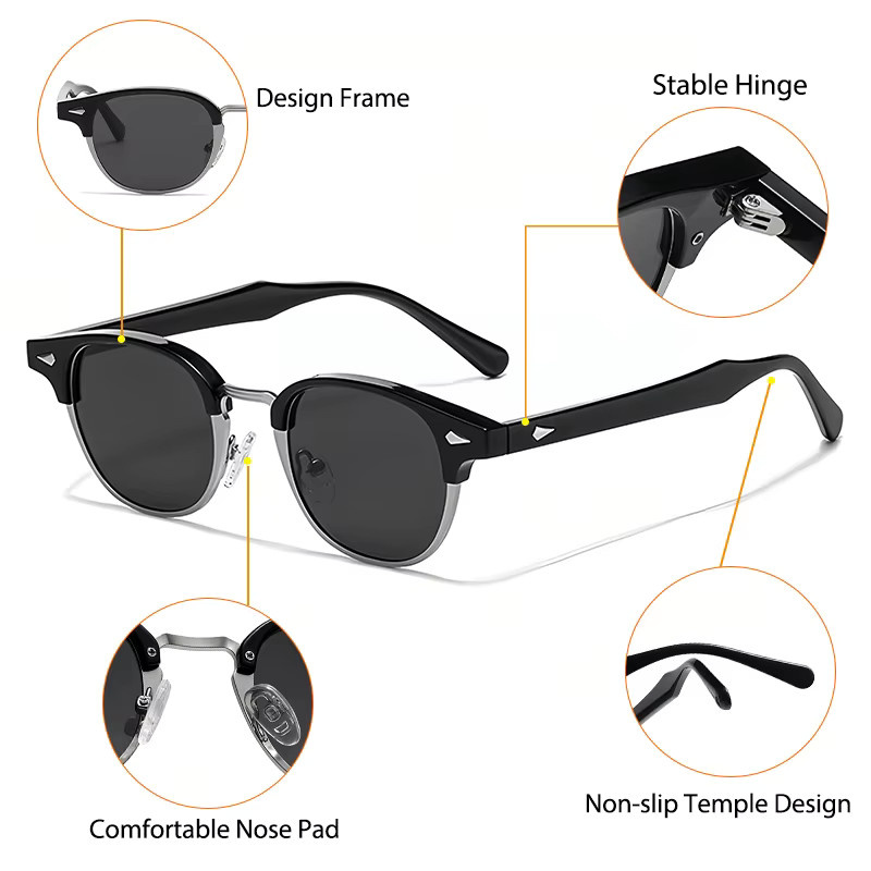 HBK Sonnenbrille, rund, Halbrand, Metall, Unisex - Bild 4