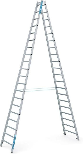 Zarges Sprossenstehleiter Coni B aus Aluminium in Silber mit 2x20 Sprossen und Gummifüßen - Bild 1