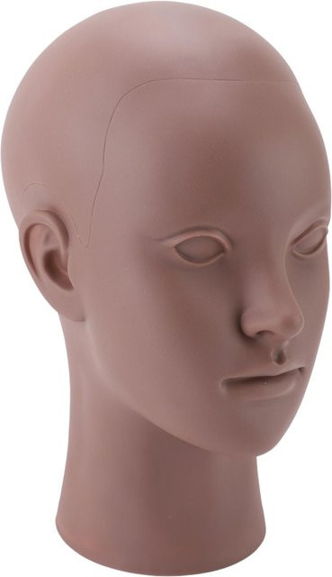 Schaufensterpuppenkopf Weibliche Glatze, PVC Weichgummi, Grau - Bild 1