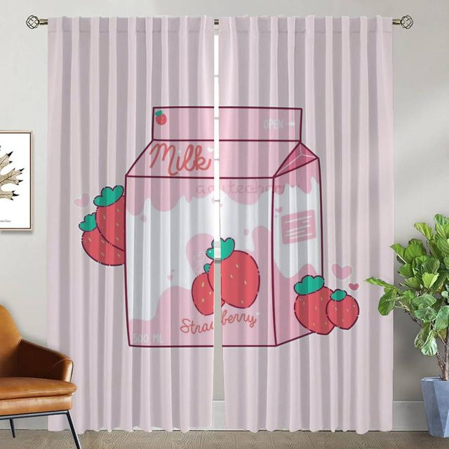 Milchvorhänge für Kinderzimmer und Schlafzimmer, 2er-Set halbtransparent in Pink, B: 50 cm, H: 70 cm - Bild 1