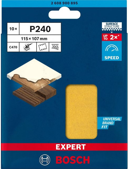 Bosch Expert C470 Schwingschleifpapier gelocht Körnung 240 B: 11,5 cm, T: 10,7 cm, 10 Stück - Bild 1