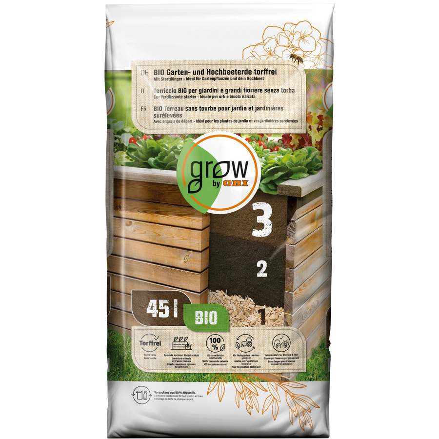 GROW by OBI BIO Garten- und Hochbeeterde torffrei, 45 l - Bild 2