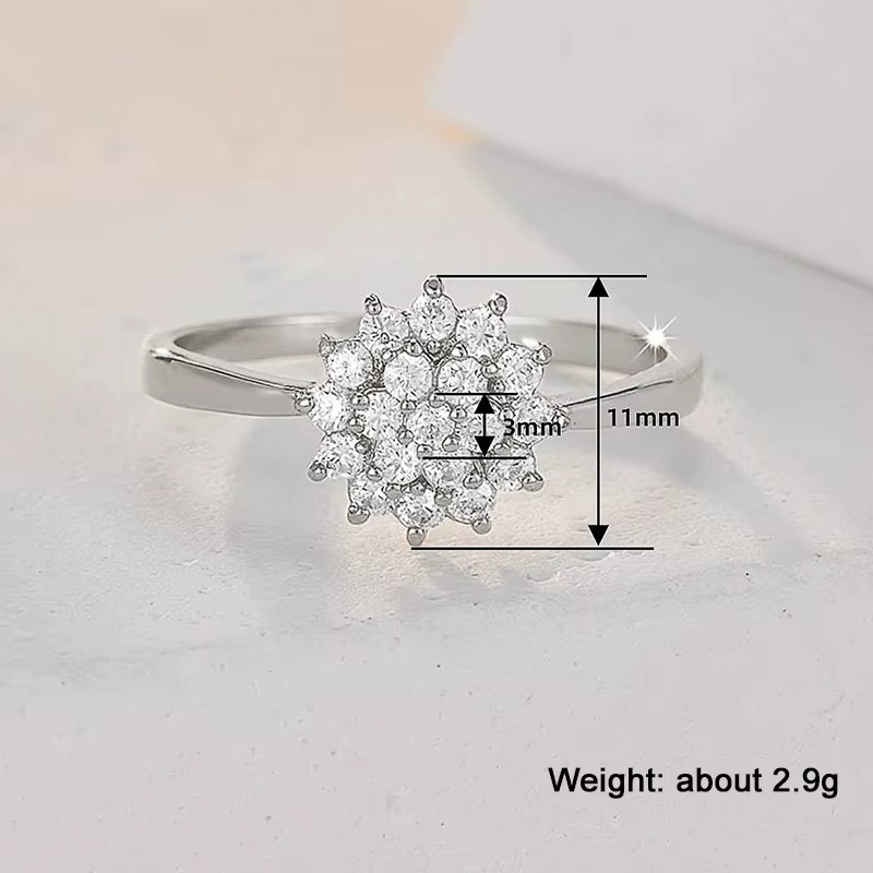 Huitan Damenring Blumenform, Silber, Zirkonia - Bild 3