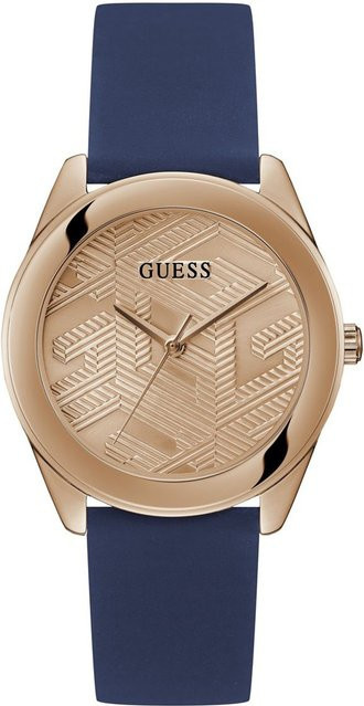 Guess Damenuhr Cubed, Quarz, Edelstahl, Roségold, 40 mm, Silikon - Bild 1
