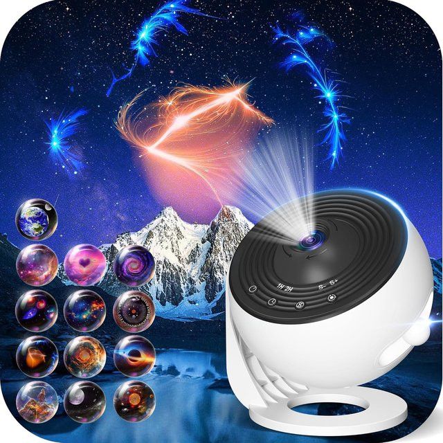 PRO-Upgrade 360 Grad drehbarer Sternenhimmel-Galaxie-Projektor mit 13-in-1 Nebel- und Milchstraßeneffekten in Weiß - Bild 1