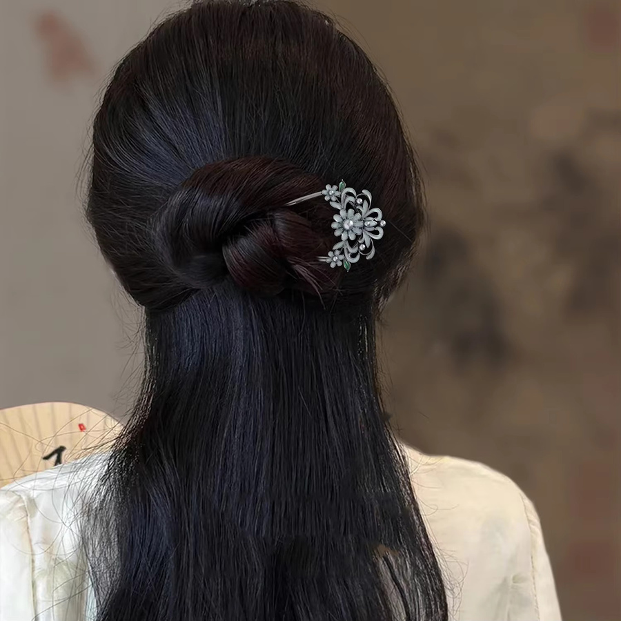 HIYAYZ Haarnadel, Perlenblumen, Grau, Damen - Bild 2