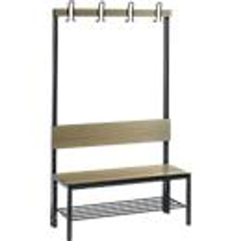 C+P Garderobenbank Basic Plus mit Rückenlehne und Schuhrost, Eiche Sereno, Gestell Schwarzgrau, H 165,0 cm x B 100,0 cm x T 40,7 cm - Bild 2