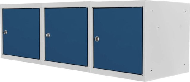 PROREGAL Blocky Schließfachwürfel Set aus 3 Stück mit Zylinderschloss und 2 Schlüsseln, Farbe: Lichtgrau/Blau, B/T/H: 40 x 40 x 40 cm - Bild 1