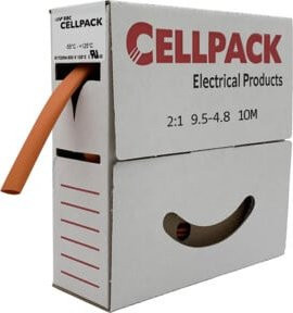 Cellpack Schrumpfschlauch in Abrollbox, Farbe: Orange, Länge: 10 m, Durchmesser: 9,5-4,8 mm - Bild 1