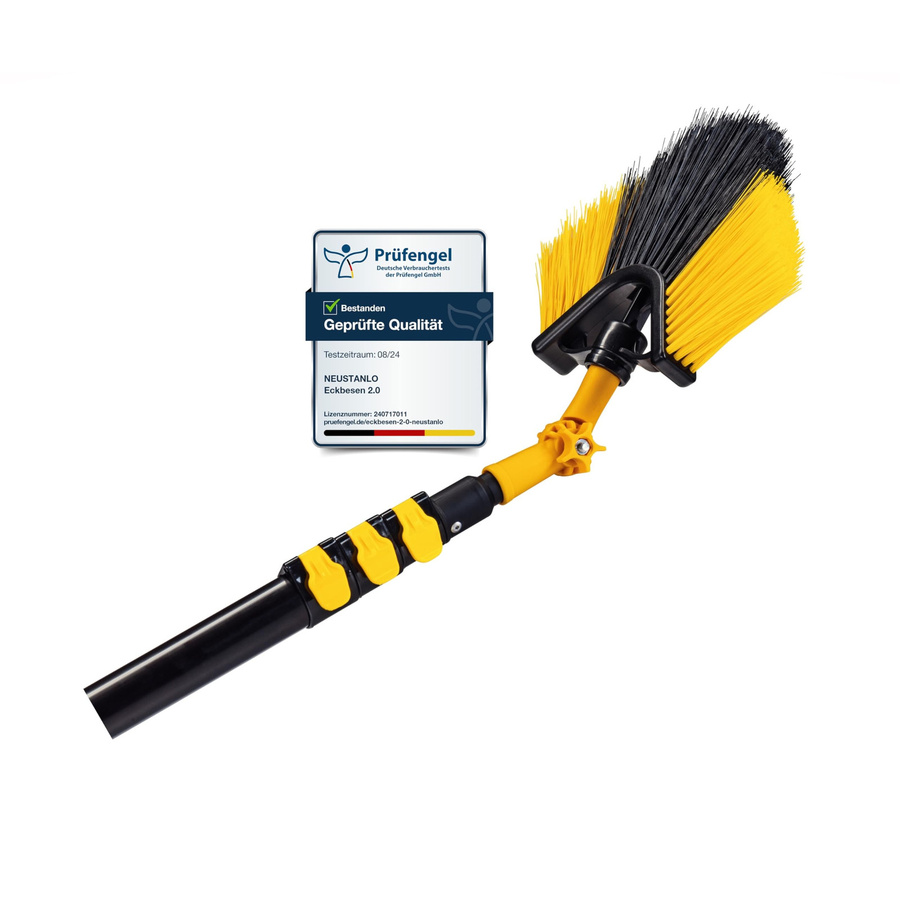 Neustanlo Eckbesen 2.0 mit Teleskopstange in Gelb, Teleskopstiel: 119-410 cm, mit intuitivem Schnellspannsystem und ergonomischen Soft-Touch Handgriffen für Haus und Garten - Bild 1