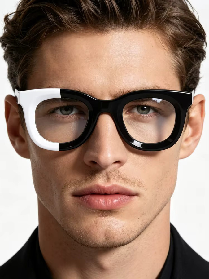 BETSION Lesebrille, quadratisch, Acetat, Vollrand, schwarz-weiß, Unisex - Bild 4